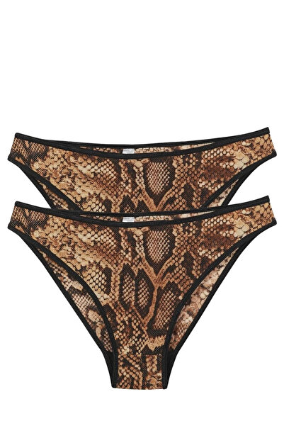 alfa expres Clothing Women's Brown Snake Patterned 2-Piece Slip