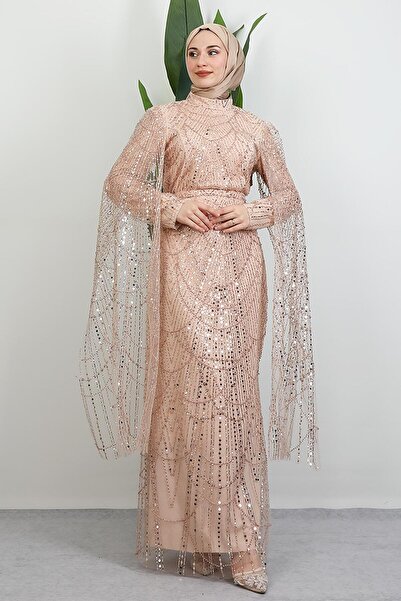 GİYZAMİLA Duru Taşlı Evening Dress Gold