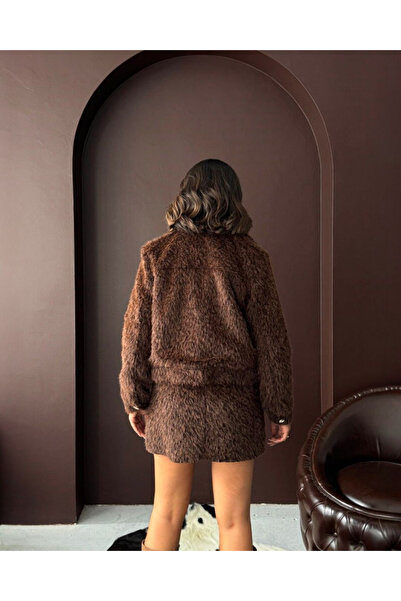 Bare & Bold Faux Fur Look Women's Jacket - Dark Brown