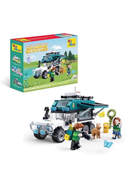 Ogi Mogi Toys Educational Building Blocks – Blue Camping Van with Light (298 Pieces)
