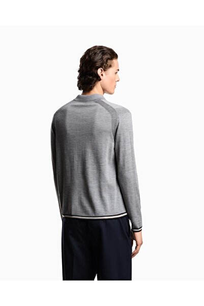 Emporio Armani Men's Cotton Polo Collar Zipper Closure Long Sleeve Gray Sweatshirt Em001512 Af14158-O8005