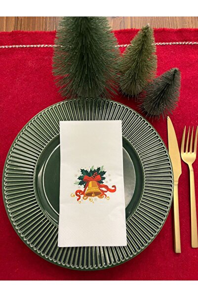 kidspartim مناديل عيد الميلاد مطبوع باللون الأبيض 12قطعة