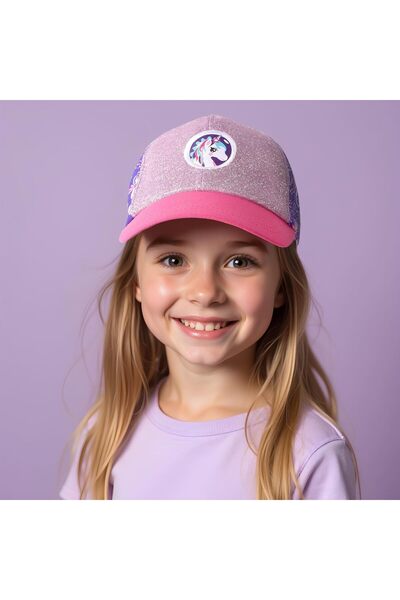 Milk & Moo Milk&Moo Ayris Baby Girls Hat 7-10 – Unicorn Theme, Glitter Pink & Purple, Adjustable & Breathable