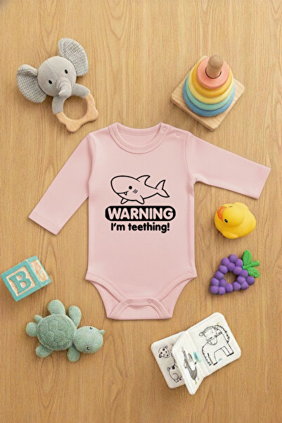 LORVEX بدلة أطفال مكونة من مطبوع قطع مزودة بأزرار كبس لطيفة I'M TEETHING مطبوع