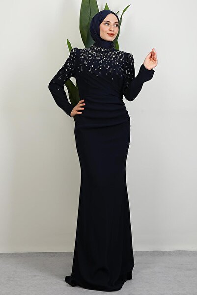 GİYZAMİLA Esin Evening Dress Navy Blue