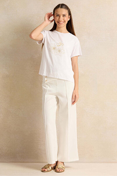 REDTAG Senior Girls White Embellished Top