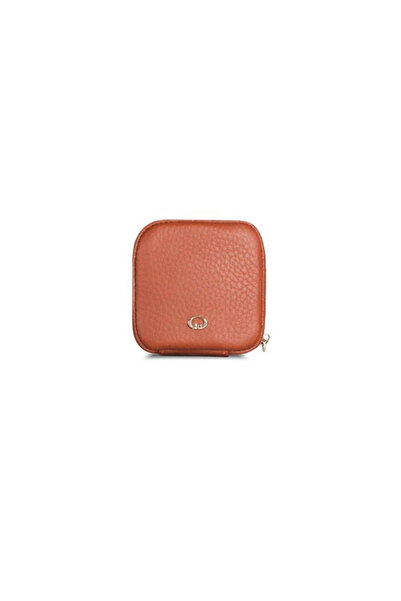 GUARD Tan Zippered Leather Mini Accessory Bag