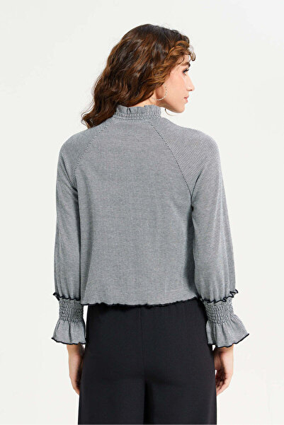 REDTAG Women Grey Printed High Neck Blouse