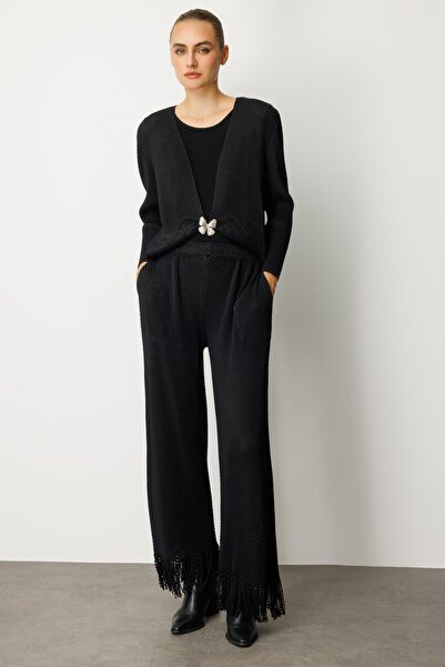 Ekol Akordiyon Kumaş Paçası Püsküllü Pantolon 5907