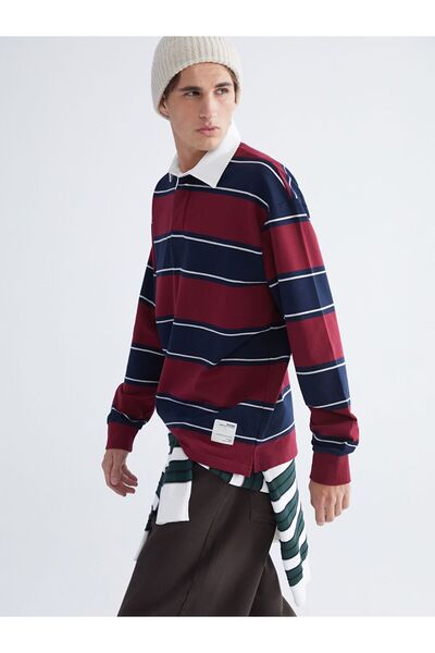 LC Waikiki Xside Polo Neck Striped Men's Sweatshirt