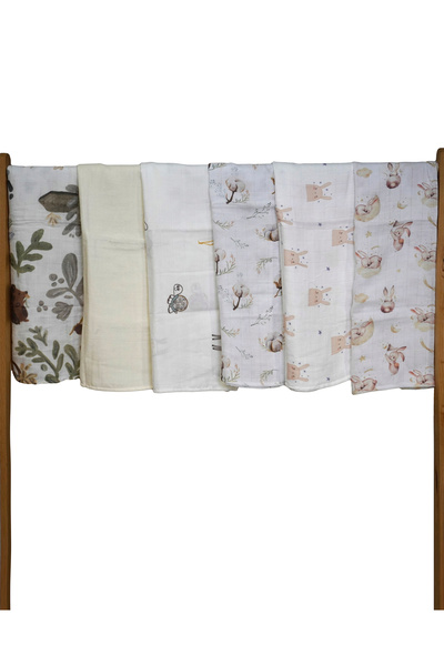 Mimiko Muslin Blanket 2 Layers 100% Organic Cotton Ultra Soft Breathable Baby & Kids Blanket 70X80 Pack of 6