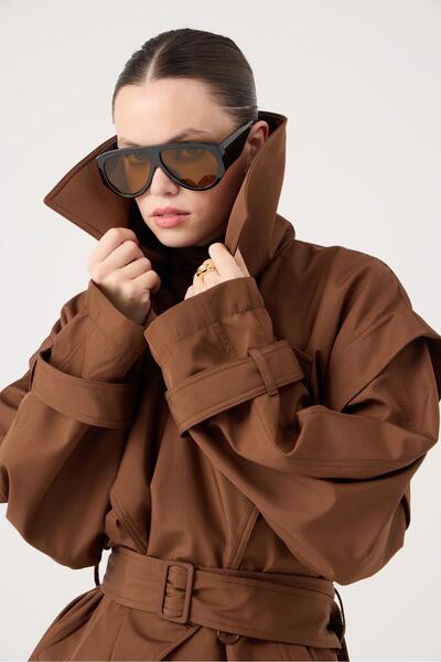 HOLLY LOLLY Оверсайз-крій з поясом Тренчcoat Sara Синій