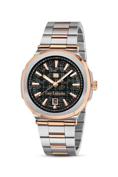 Guy Laroche Charlie Watch for Men with Silver and Rosegold Stainless Steel Bracelet 45 mm 5 Atm
