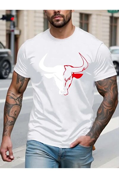 4desire.ro Tricou barbati BULL Ink, Classic Regular Fit, Bumbac 100%, Vegan A...