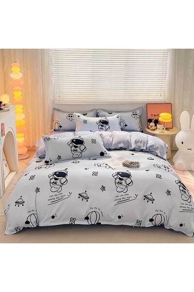 Patul Bed Linen, Satin Cotton, Sulphur, 2 Persons, Double Bed, 4 Pieces