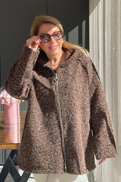 MİSLİNA BUTİK Sim Detay Keçe Kahve Ceket