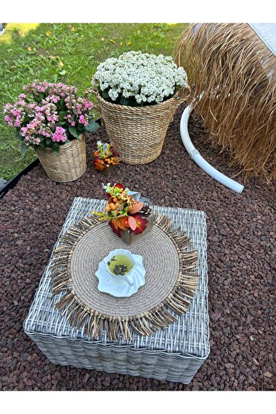 BOHO BALİ HOME Bohem Jüt Supla Rafya Püsküllü El Yapımı Amerikan Servis