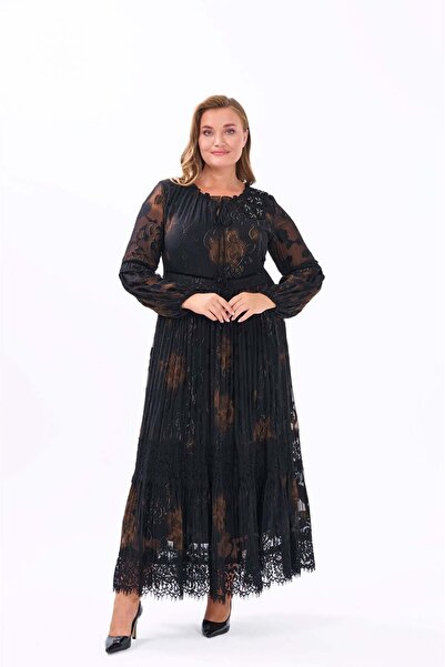 QUİZAS Special Imported Fabric Lace Embroidery and Handcrafted Detailed Crinoline Dress