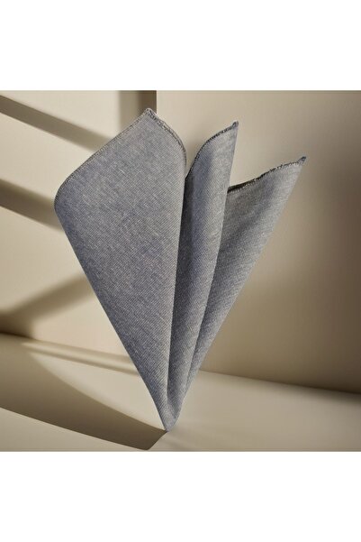 Exve Exclusive Gray Oxford Woven Plain Cotton Pocket Square Handkerchief