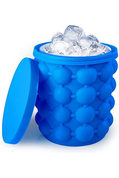 Generic Silicone Ice Maker, 2-in-1 Ice Cube Mold with Lid, Press-Type Easy Release Ice Bucket
