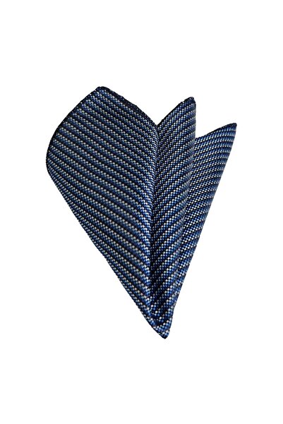 Exve Exclusive Albastru, alb, bleumarin, cu model pătrat, țesut jacquard, batista pentru guler de buzunar