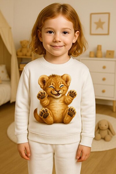 playwear Μακρυμάνικο φούτερ με λαιμόκοψη ποδηλάτου, με σχέδιο ξαπλωμένου λιον...