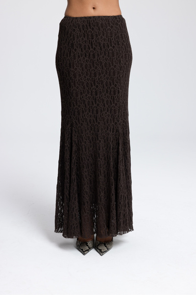 MAI STUDIOS CO. Fusta lungă din dantelă maro Veylia