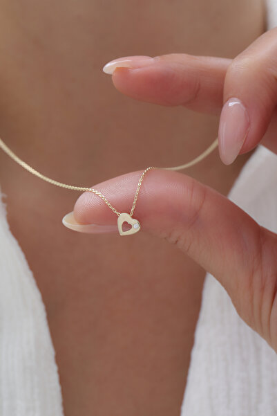 YAVUZ KUYUMCULUK 14 Ayar Altın Tektaş Kalp Kolye