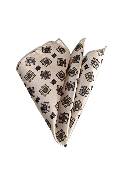Exve Exclusive Бежева хустку з квадратним геометричним візерунком PES з кишенею на комірі
