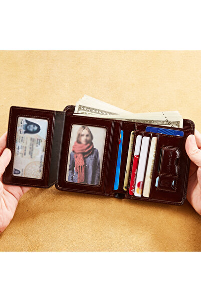 Dante Men's Wallet Vertical Top Layer Cowhide Anti-theft Card Demagnetization Genuine Leather Wallet