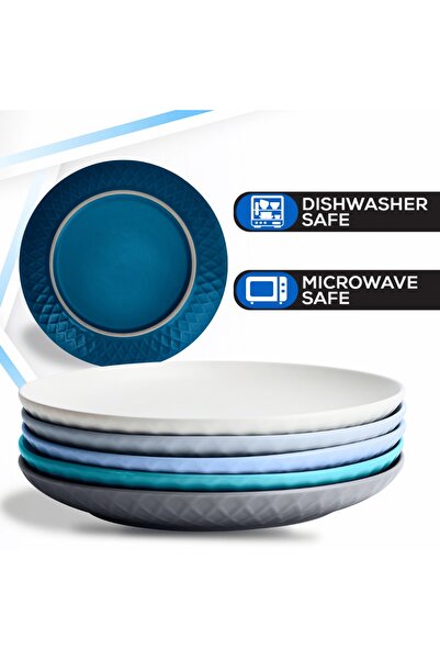 MIAMIO Set of 6 Dinner plates, Palmanova collection, ceramic, Ocean multicolored, 26 cm