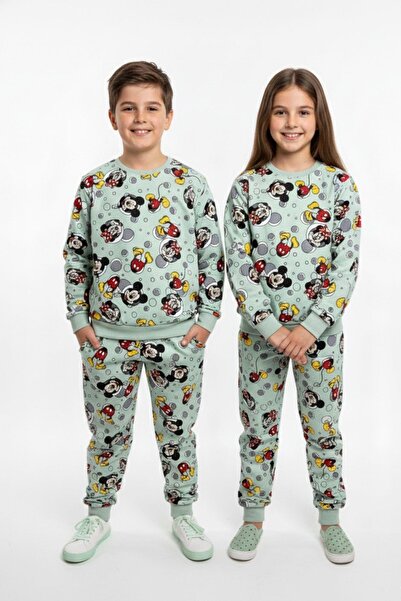 NEWKİDS Patterned 2 Thread Cotton m Transitional Unisex Children's Pajama Set