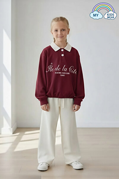 My Kids Wear Girls' Cotton Polo Collar Tracksuit Set 4-12 Years Old 12266