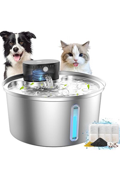 Fauna Pet Supplies Şarjlı Otomatik Kedi Su Pınarı Paslanmaz Çelik – 3.2L Sess...