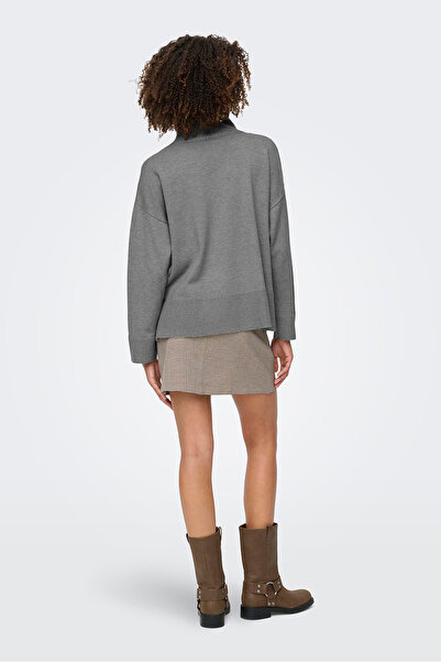 ONLY Pulover Onlcoco pentru femei cu gât roșu cu mânecă lungă din material subțire 15349969 gri