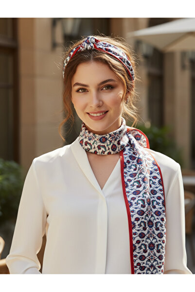 tuaipek SULTANİ Desen Şık & Zarif Kadın Aksesuarı Saten Fular 30x165cm