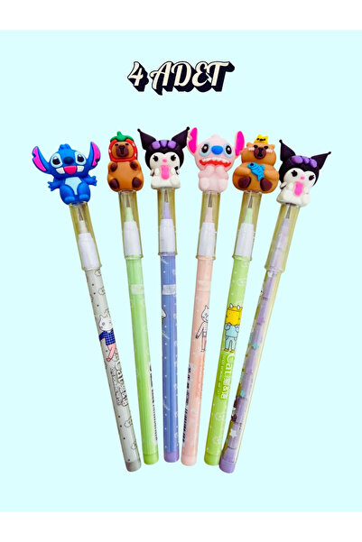 ÖZ OFİS Kuromi Stitch Capybara Kapibara Başlıklı 4'lü Yumurtlayan Kalem Seti ...