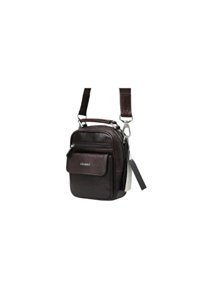 GUARD Mini Brown Crystal Leather Clutch Bag