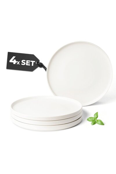 MIAMIO Set of 4 Dinner Plates, Luxe collection, ceramic, white, 21 cm