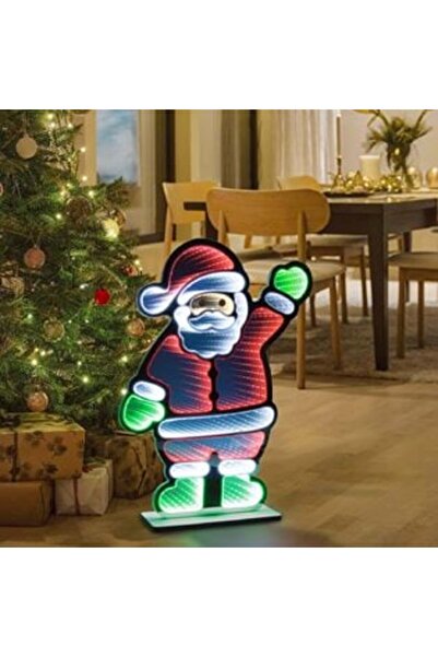 OEM Lampă decorativă de Crăciun cu oglindă Moș Crăciun cu efect infinit și LE...