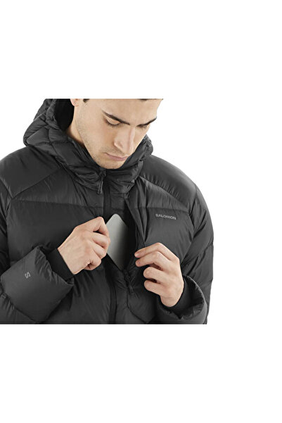 Salomon Outline down Hooded Jacket m Men's Outdoor Coat Lc2361000 Black