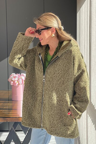 MİSLİNA BUTİK Sim Detay Keçe Haki Ceket