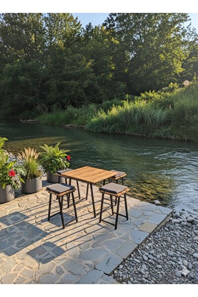 Metin Güneş Mobilya Katlanır masif ahşap bahçe takımı 50x70