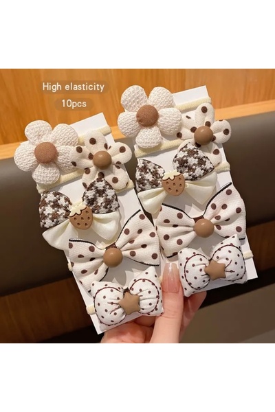 Accessories Hei Brown Flower Polka Dot Аксесоар за коса за момичета Комплект от 10 броя щипки за коса