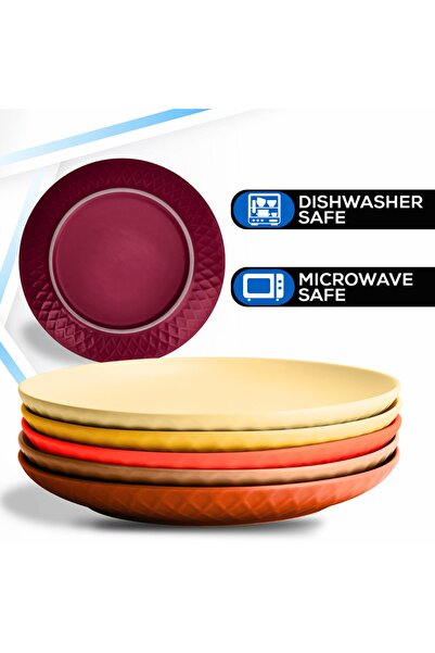 MIAMIO Set of 6 Dinner plates, Palmanova collection, ceramic, Magma multicolor, 26 cm