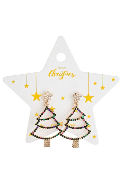 NBPRINT Cercei de Craciun cu Brazi Aurii cu Strass Colorat