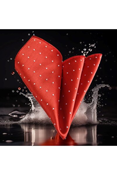 Exve Exclusive Red with White Polka Dots Jacquard Woven Pocket Square