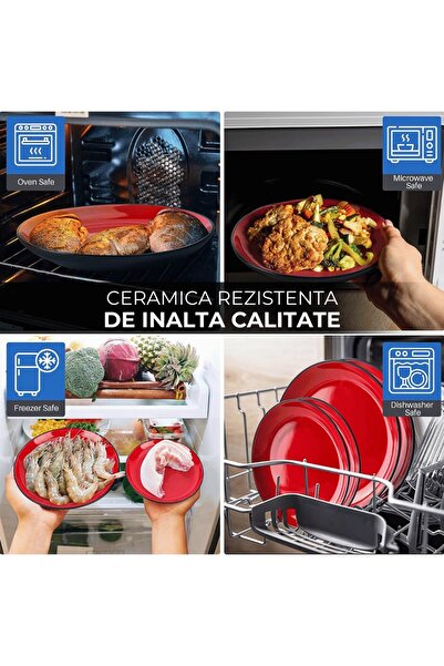 MIAMIO Set of 6 Dinner plates, Le Papillon collection, ceramic, red, 21 cm