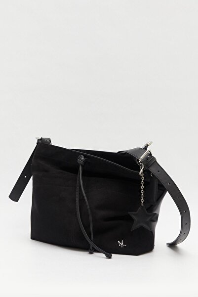 MARKALİSTE Petra Suede Leather Bag Black