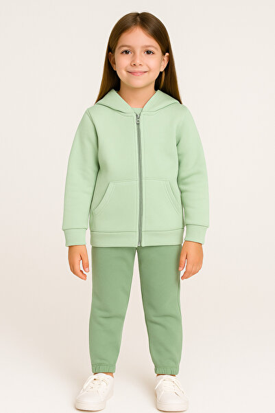 Atabay Kids Atabay 420-10-25 Girl's Hooded Zippered Sweatshirt and Bottom Tra...